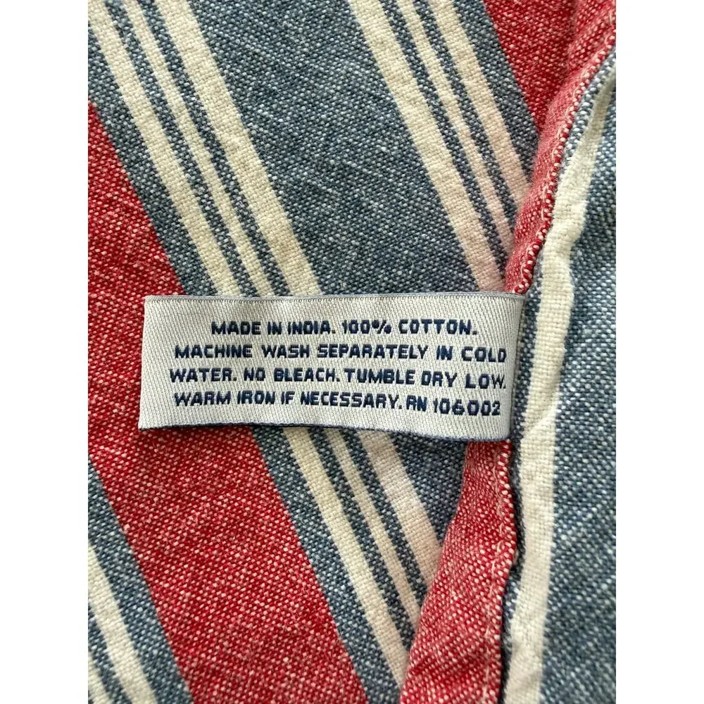 Nautica Home Cotton Beach Throw Blanket Red Blue Stripe Coastal 76x56 Picnic Mat